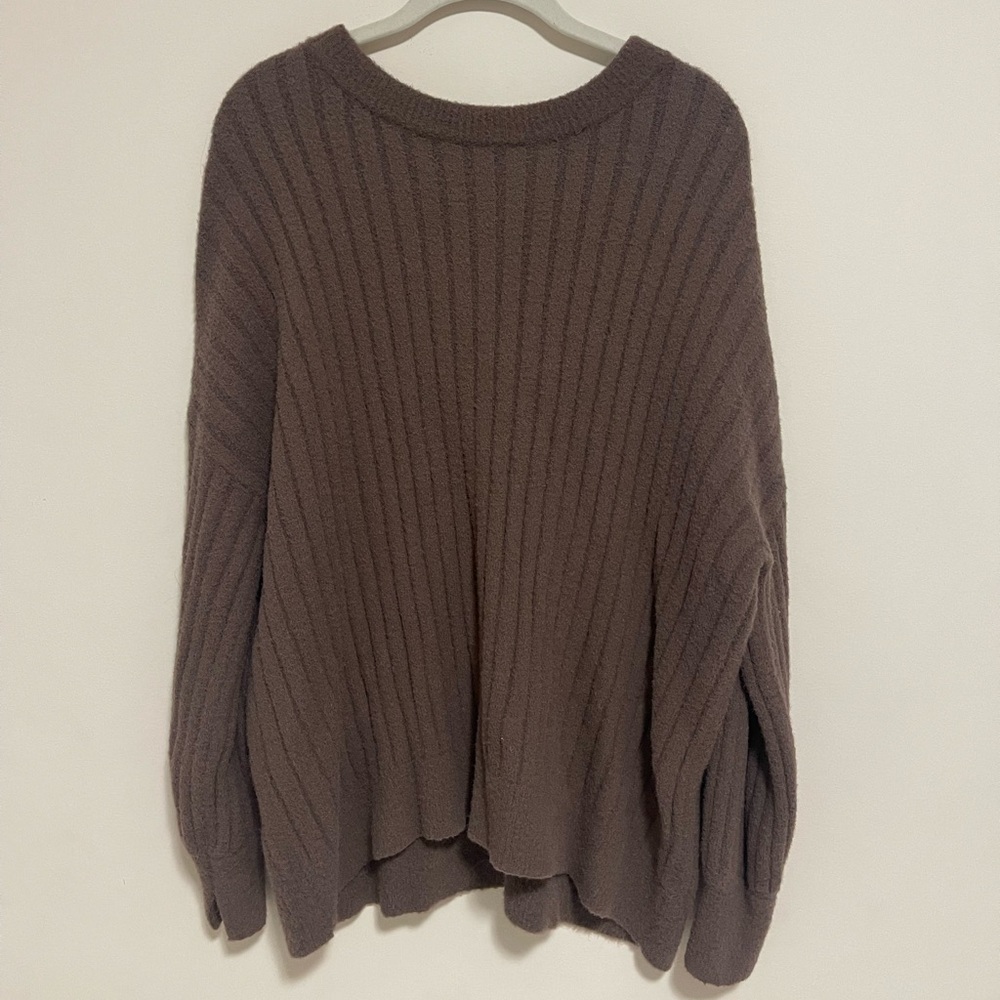 Aerie Buttercream Ribbed Oversized Brown Sweater - Size M